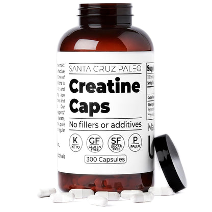 Santa Cruz Paleo Creatine Capsules, Supports Muscle Growth & Energy, Gluten Free, Keto, Sugar Free, Paleo, No Fillers or Additives, Creatine Monohydrate Pills, - dailyvitalstore
