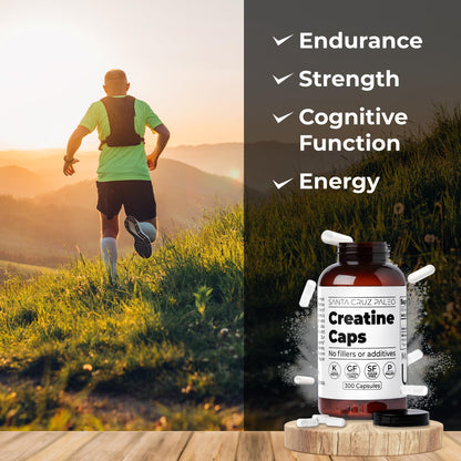 Santa Cruz Paleo Creatine Capsules, Supports Muscle Growth & Energy, Gluten Free, Keto, Sugar Free, Paleo, No Fillers or Additives, Creatine Monohydrate Pills, - dailyvitalstore