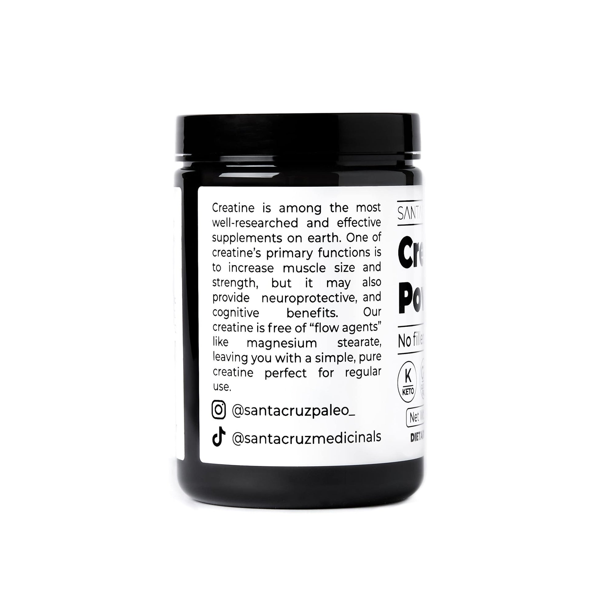 Santa Cruz Paleo, Creatine Monohydrate Powder Micronized, Unflavored Pre Workout and Muscle Support Supplement, Gluten Free Keto, Mix with Water or Shakes - dailyvitalstore