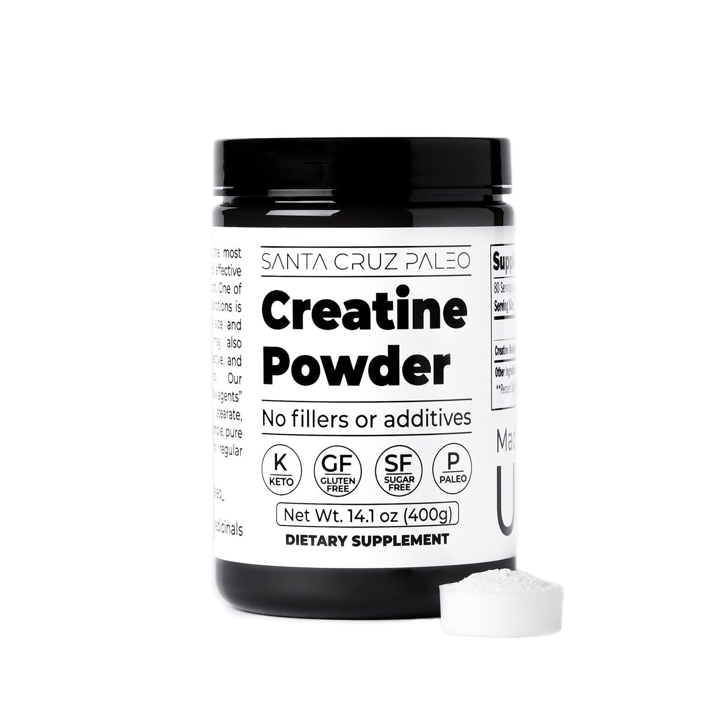Santa Cruz Paleo, Creatine Monohydrate Powder Micronized, Unflavored Pre Workout and Muscle Support Supplement, Gluten Free Keto, Mix with Water or Shakes - dailyvitalstore