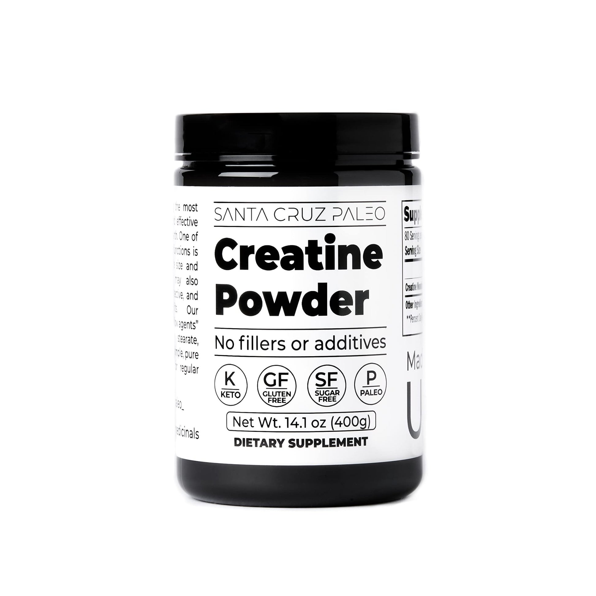 Santa Cruz Paleo, Creatine Monohydrate Powder Micronized, Unflavored Pre Workout and Muscle Support Supplement, Gluten Free Keto, Mix with Water or Shakes - dailyvitalstore