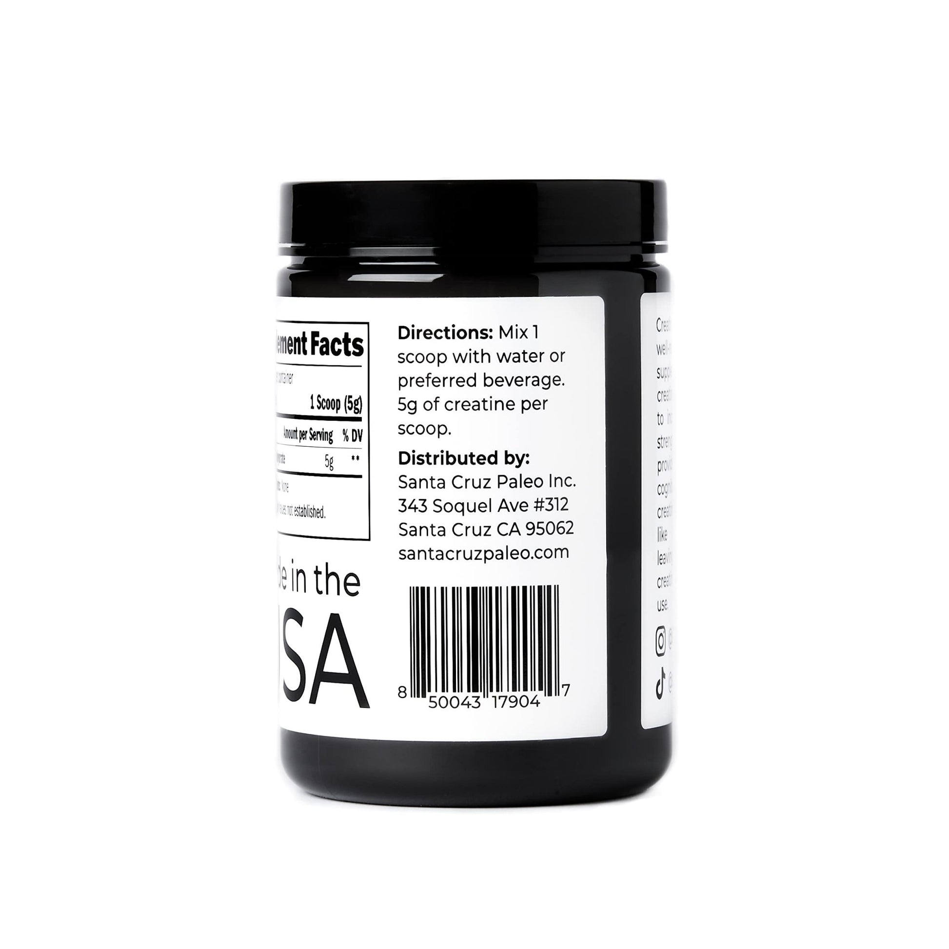 Santa Cruz Paleo, Creatine Monohydrate Powder Micronized, Unflavored Pre Workout and Muscle Support Supplement, Gluten Free Keto, Mix with Water or Shakes - dailyvitalstore