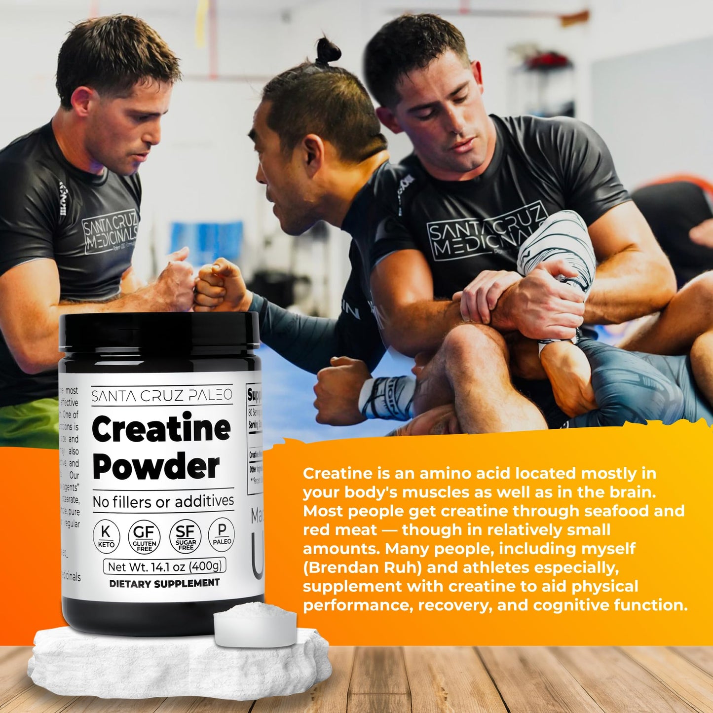 Santa Cruz Paleo, Creatine Monohydrate Powder Micronized, Unflavored Pre Workout and Muscle Support Supplement, Gluten Free Keto, Mix with Water or Shakes - dailyvitalstore