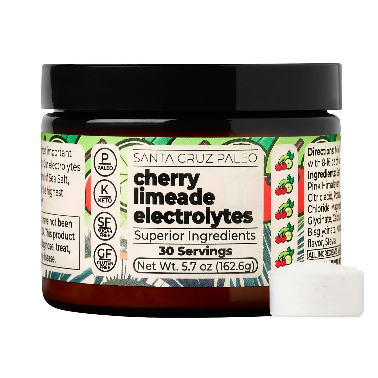 Santa Cruz Paleo Electrolyte Powder, Cherry Limeade, Sugar Free Hydration Drink Mix with Himalayan Pink Salt, Sea Salt, Magnesium Glycinate, Potassium Chloride - dailyvitalstore