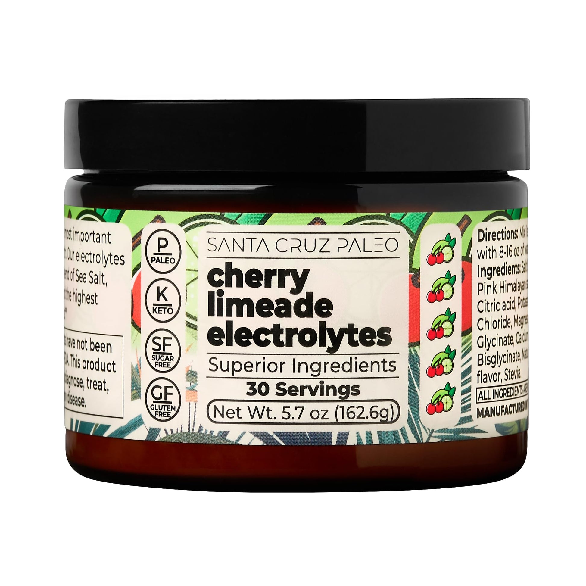 Santa Cruz Paleo Electrolyte Powder, Cherry Limeade, Sugar Free Hydration Drink Mix with Himalayan Pink Salt, Sea Salt, Magnesium Glycinate, Potassium Chloride - dailyvitalstore
