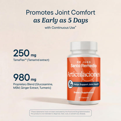 Santo Remedio Articulaciones, Joint Health Support, Promotes Joint Comfort and Function, Contains Clinically Proven Ingredients, TamaFlex™, 60 Servings - dailyvitalstore