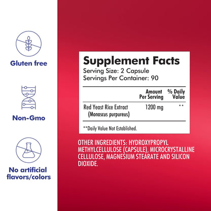 Santo Remedio Red Yeast Rice, Supports Cardiovascular System, Dietary Supplement, 1200 mg per Serving, 180 Capsules - dailyvitalstore