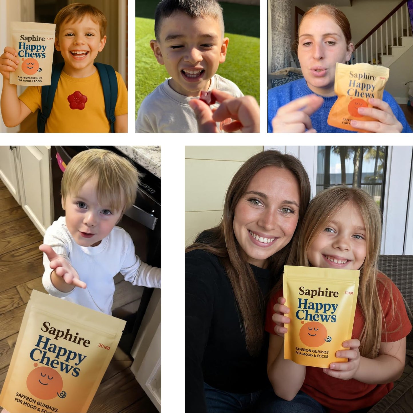 SAPHIRE HAPPY CHEWS Saffron Gummies for Kids | Supports Mood, Calm & Focus | Saffron Extract, Passionflower, St. John’s Wort & GABA - dailyvitalstore