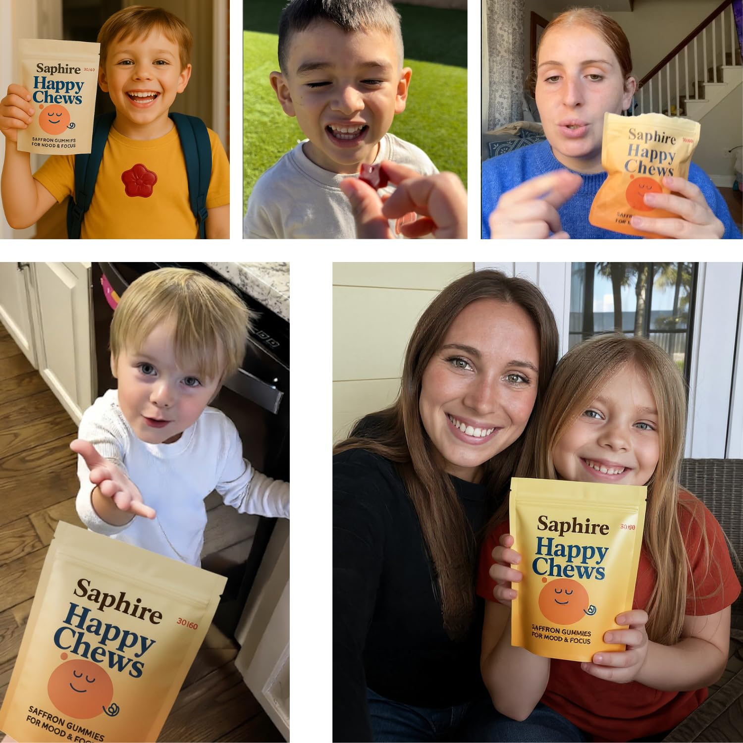 SAPHIRE HAPPY CHEWS Saffron Gummies for Kids | Supports Mood, Calm & Focus | Saffron Extract, Passionflower, St. John’s Wort & GABA - dailyvitalstore