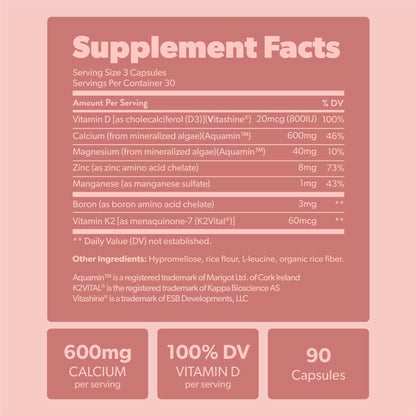 sapling Calcium Supplement - Whole Food with Vitamin K2 & D3, Magnesium, Zinc, Boron, Mineral Complex. Sourced Sustainably from Red Algae. for Bone Strength - dailyvitalstore