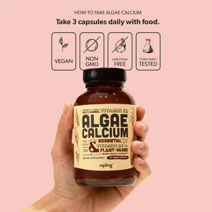 sapling Calcium Supplement - Whole Food with Vitamin K2 & D3, Magnesium, Zinc, Boron, Mineral Complex. Sourced Sustainably from Red Algae. for Bone Strength - dailyvitalstore