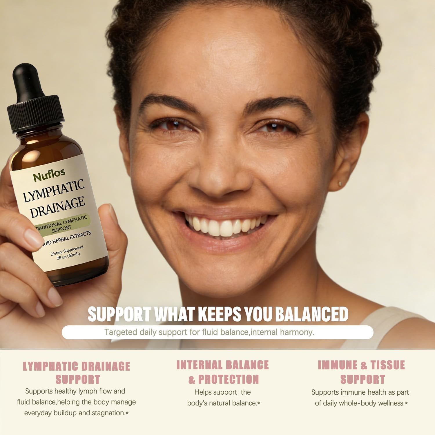 SAPURAIS Nuflos Lymphatic Drainage Drops, Supports Fluid Balance & Immune Health, 2 fl.oz - dailyvitalstore