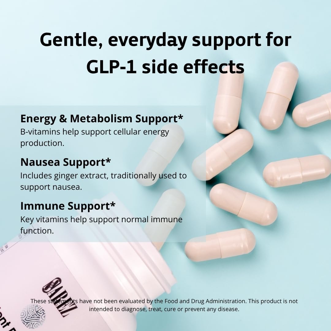 Sarez Support Capsules — Methylated Vitamins & Chelated Minerals — Energy, Metabolism, Hair & Daily Nutrient Support — with Ginger for Nausea — Gentle on Stomach — 30 Day Supply - dailyvitalstore