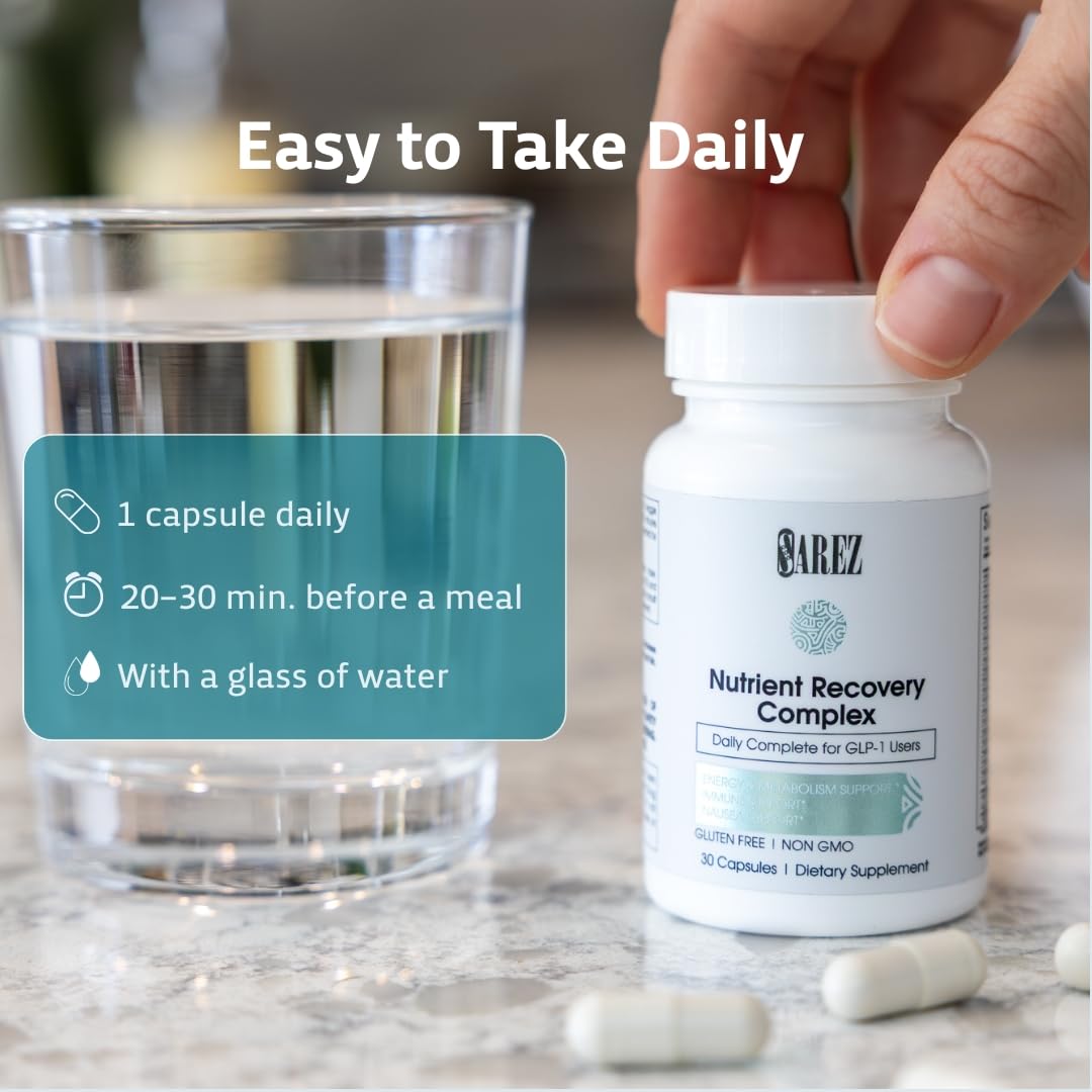 Sarez Support Capsules — Methylated Vitamins & Chelated Minerals — Energy, Metabolism, Hair & Daily Nutrient Support — with Ginger for Nausea — Gentle on Stomach — 30 Day Supply - dailyvitalstore