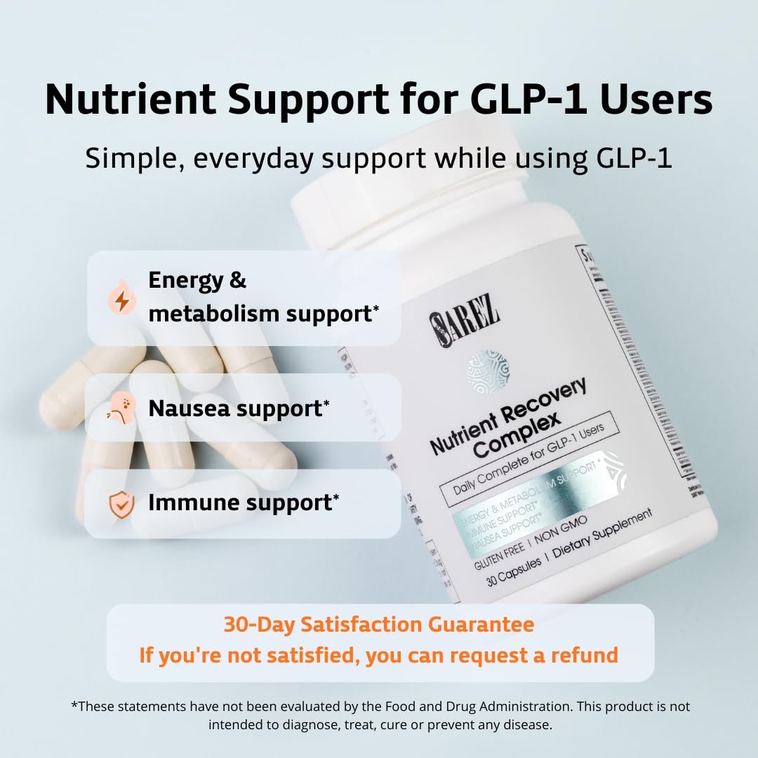Sarez Support Capsules — Methylated Vitamins & Chelated Minerals — Energy, Metabolism, Hair & Daily Nutrient Support — with Ginger for Nausea — Gentle on Stomach — 30 Day Supply - dailyvitalstore