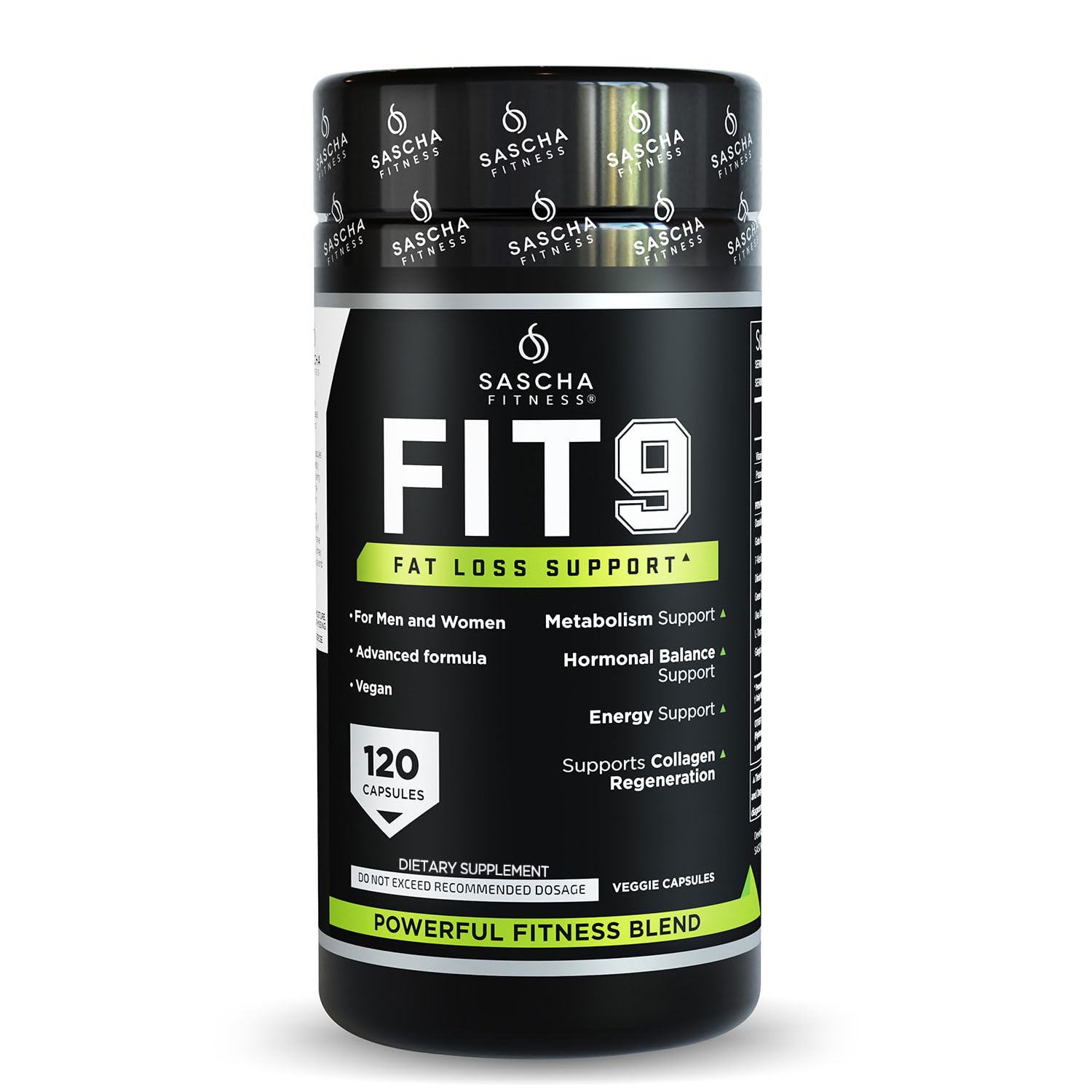 Sascha Fitness Fat Loss pills | Collagen support | Fluid Balance | FIT9 Ingredients: 7Keto + Uva Ursi, Gotu Kola, L-Theanine,Gingko Biloba,DIM,Green Tea | Weight Loss Supplements-Vegan-120 Natural Cap - dailyvitalstore