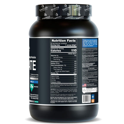 SASCHA FITNESS Hydrolyzed Whey Protein Isolate,100% Grass-Fed (2 Pounds, Vanilla) - dailyvitalstore