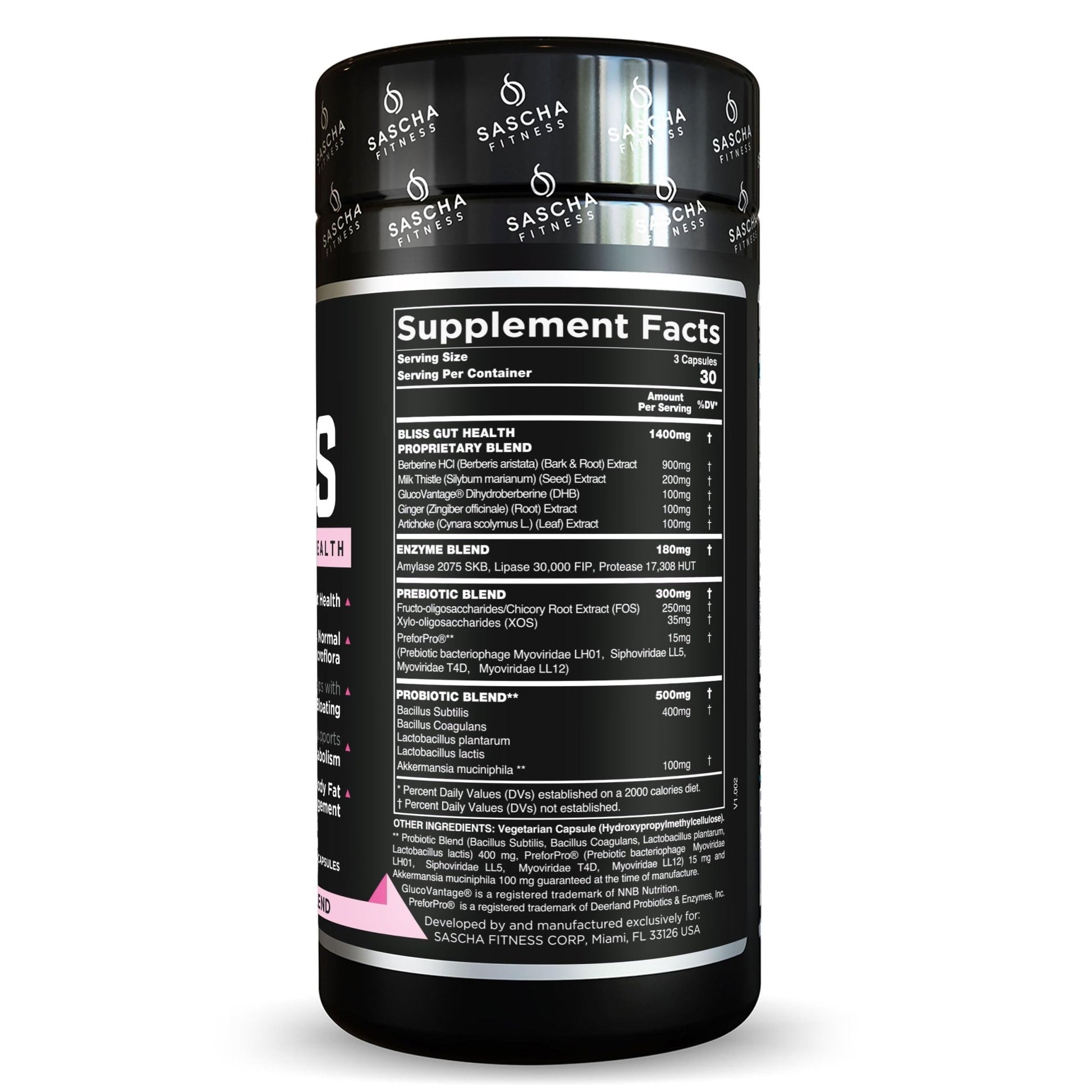 SASCHA FITNESS®️Gut and Digestive Health Support Pills | Prebiotics, Probiotics & Enzyme Blend |Berberine HCI,Gluco Vantage®|Helps with Bloating,Fat Loss, - dailyvitalstore