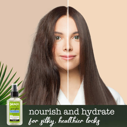 SAUCE BEAUTY Guac Hair Gloss, 3 Fl Oz High Intensity Shine, Jojoba Oil, Green Tea Extract & Squalane to Smooth, Boost Shine & Control Frizz for Sleeker, Softer, More Manageable Hair, Vegan Formula - dailyvitalstore