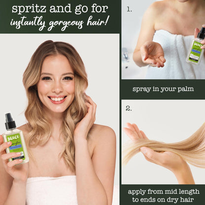 SAUCE BEAUTY Guac Hair Gloss, 3 Fl Oz High Intensity Shine, Jojoba Oil, Green Tea Extract & Squalane to Smooth, Boost Shine & Control Frizz for Sleeker, Softer, More Manageable Hair, Vegan Formula - dailyvitalstore