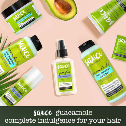 SAUCE BEAUTY Guac Hair Gloss, 3 Fl Oz High Intensity Shine, Jojoba Oil, Green Tea Extract & Squalane to Smooth, Boost Shine & Control Frizz for Sleeker, Softer, More Manageable Hair, Vegan Formula - dailyvitalstore