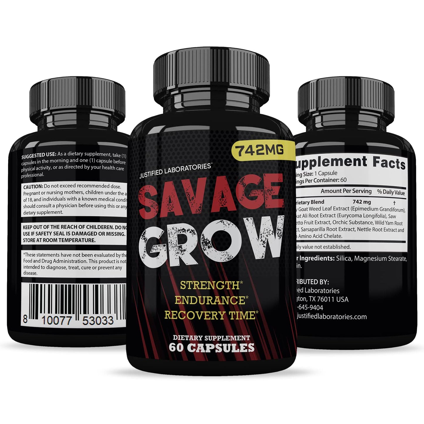 Savage Grow 742MG All Natural Advanced Men's Health Formula 60 Capsules - dailyvitalstore