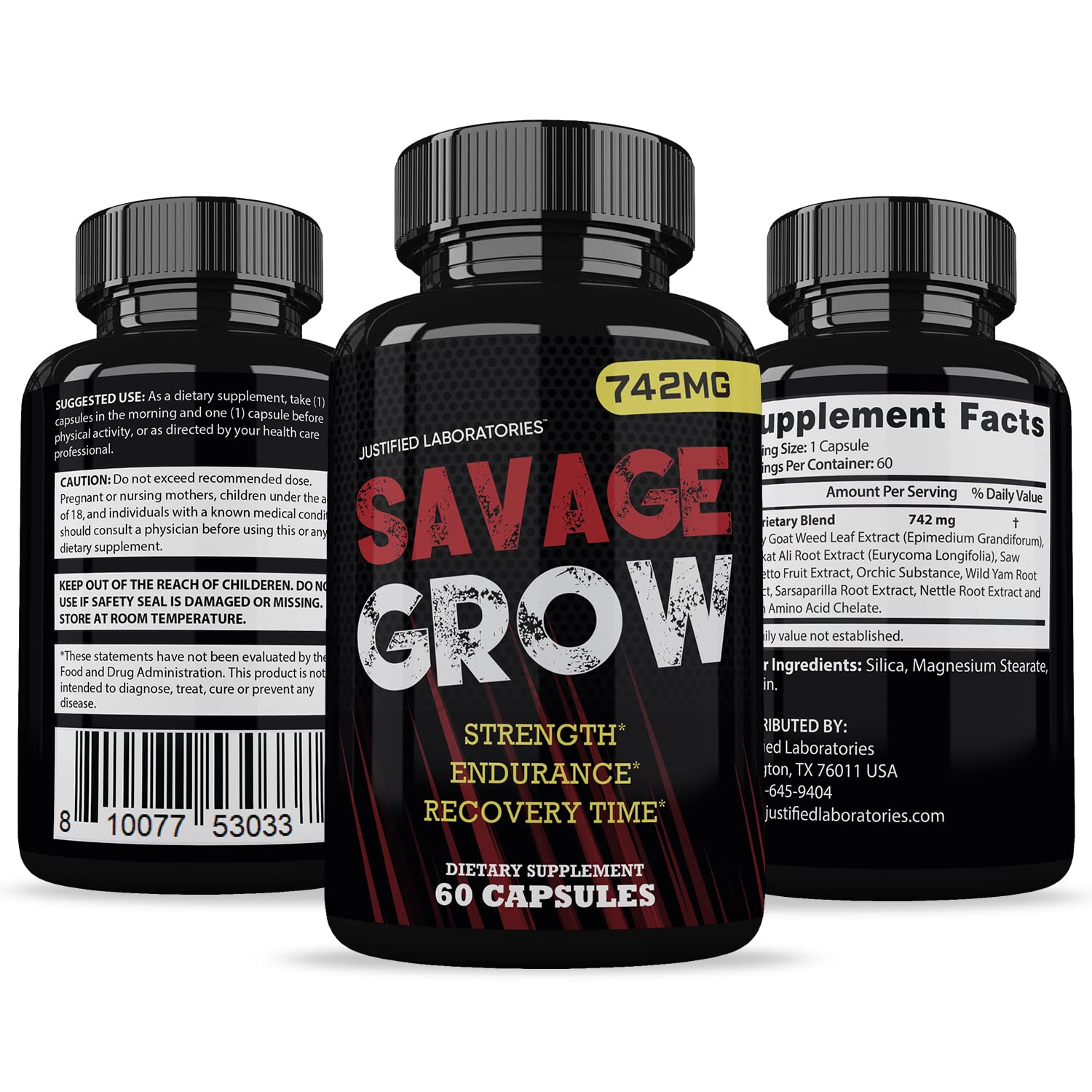 Savage Grow 742MG All Natural Advanced Men's Health Formula 60 Capsules - dailyvitalstore