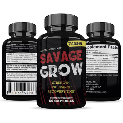 Savage Grow 742MG All Natural Advanced Men's Health Formula 60 Capsules - dailyvitalstore