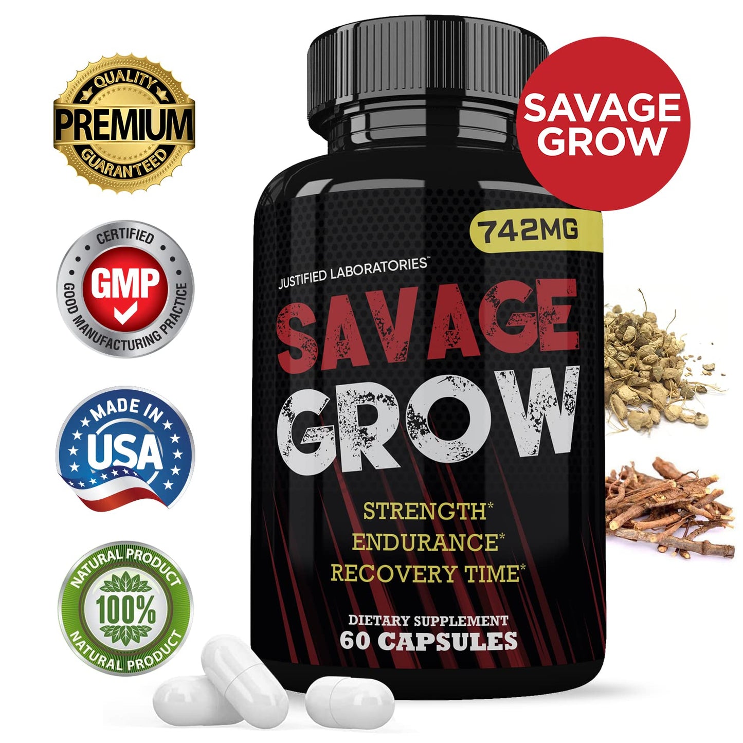 Savage Grow 742MG All Natural Advanced Men's Health Formula 60 Capsules - dailyvitalstore