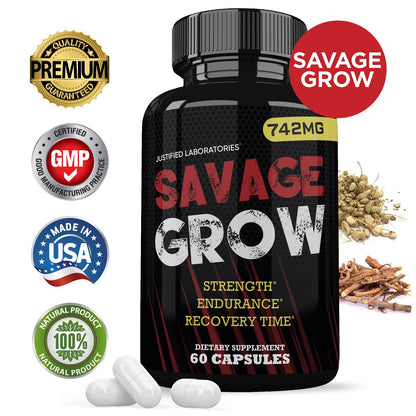 Savage Grow 742MG All Natural Advanced Men's Health Formula 60 Capsules - dailyvitalstore