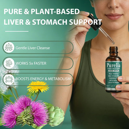 SCEZROB Purelia Liver Restore Drops – Complete Liver Detox Support Supplement with Milk Thistle, Dandelion & L-Glutathione for Liver Cleanse & Digestion Aid Health, 2 Fl Oz (1) - dailyvitalstore
