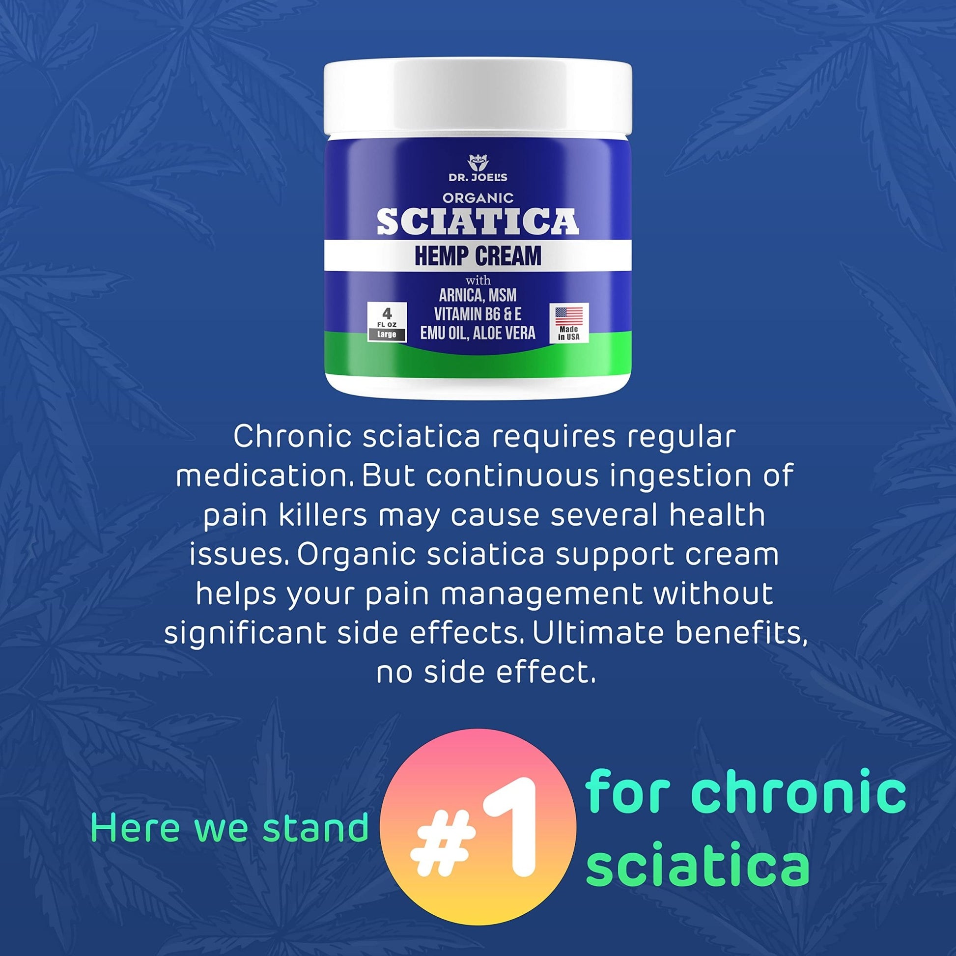 Sciatica Cream - Premium Sciatica Cream - Fast Absorption & Maximum Relief - 4 oz Large Value Pack - Made in The USA - dailyvitalstore