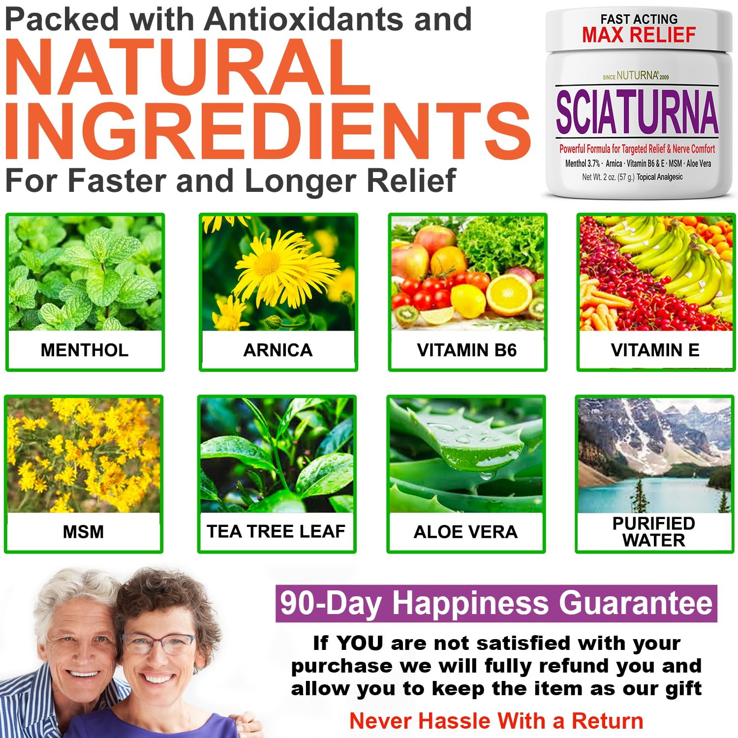 Sciatica Nerve Cream - Maximum Strength Comfort Cream for Feet, Hands, Legs, Toes, Back - Natural Ultra Strength Arnica, MSM, Menthol, Soothing Comfort, 2 Oz - dailyvitalstore
