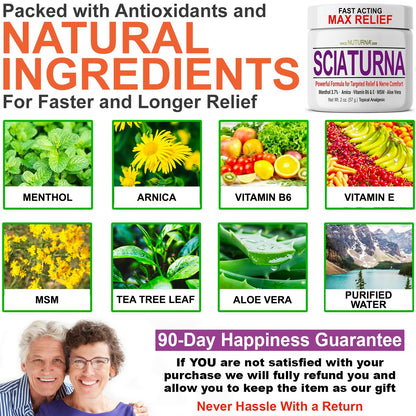 Sciatica Nerve Cream - Maximum Strength Comfort Cream for Feet, Hands, Legs, Toes, Back - Natural Ultra Strength Arnica, MSM, Menthol, Soothing Comfort, 2 Oz - dailyvitalstore