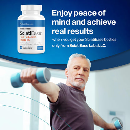 SciatiEase Sciatic Nerve Health Support Supplement - Nerve Support Formula with AlphaPalm, Pea, Vitamin B Complex, Alpha Lipoic Acid 300mg - 120 Capsules - dailyvitalstore