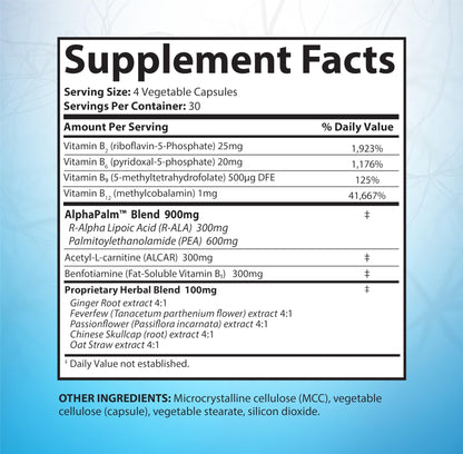 SciatiEase Sciatic Nerve Health Support Supplement - Nerve Support Formula with AlphaPalm, Pea, Vitamin B Complex, Alpha Lipoic Acid 300mg - 120 Capsules - dailyvitalstore