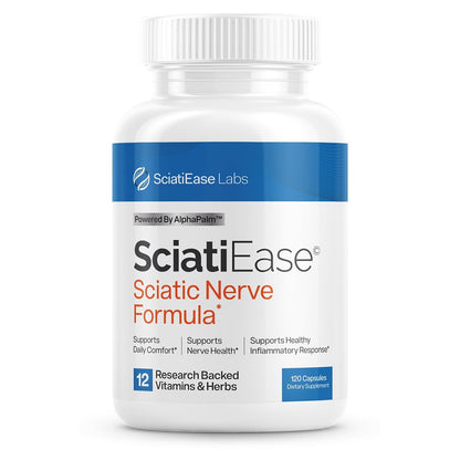 SciatiEase Sciatic Nerve Health Support Supplement - Nerve Support Formula with AlphaPalm, Pea, Vitamin B Complex, Alpha Lipoic Acid 300mg - 120 Capsules - dailyvitalstore
