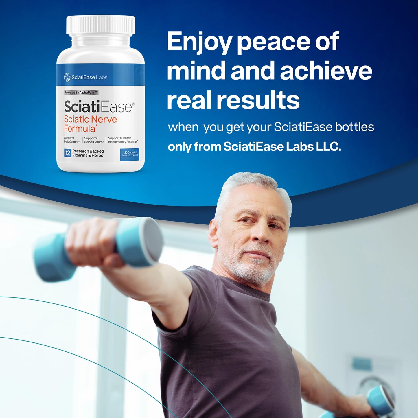 SciatiEase Sciatic Nerve Health Support Supplement - Nerve Support Formula with AlphaPalm, Pea, Vitamin B Complex, Alpha Lipoic Acid 300mg - 3 Bottles - dailyvitalstore