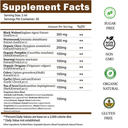 Scibalia Wormwood Black Walnut Clove Cleanse for Human Drops, 19-in-1 Triple-Action Gut Detox & Digestive Wellness Organic Wormwood Tincture w. Soursop - dailyvitalstore