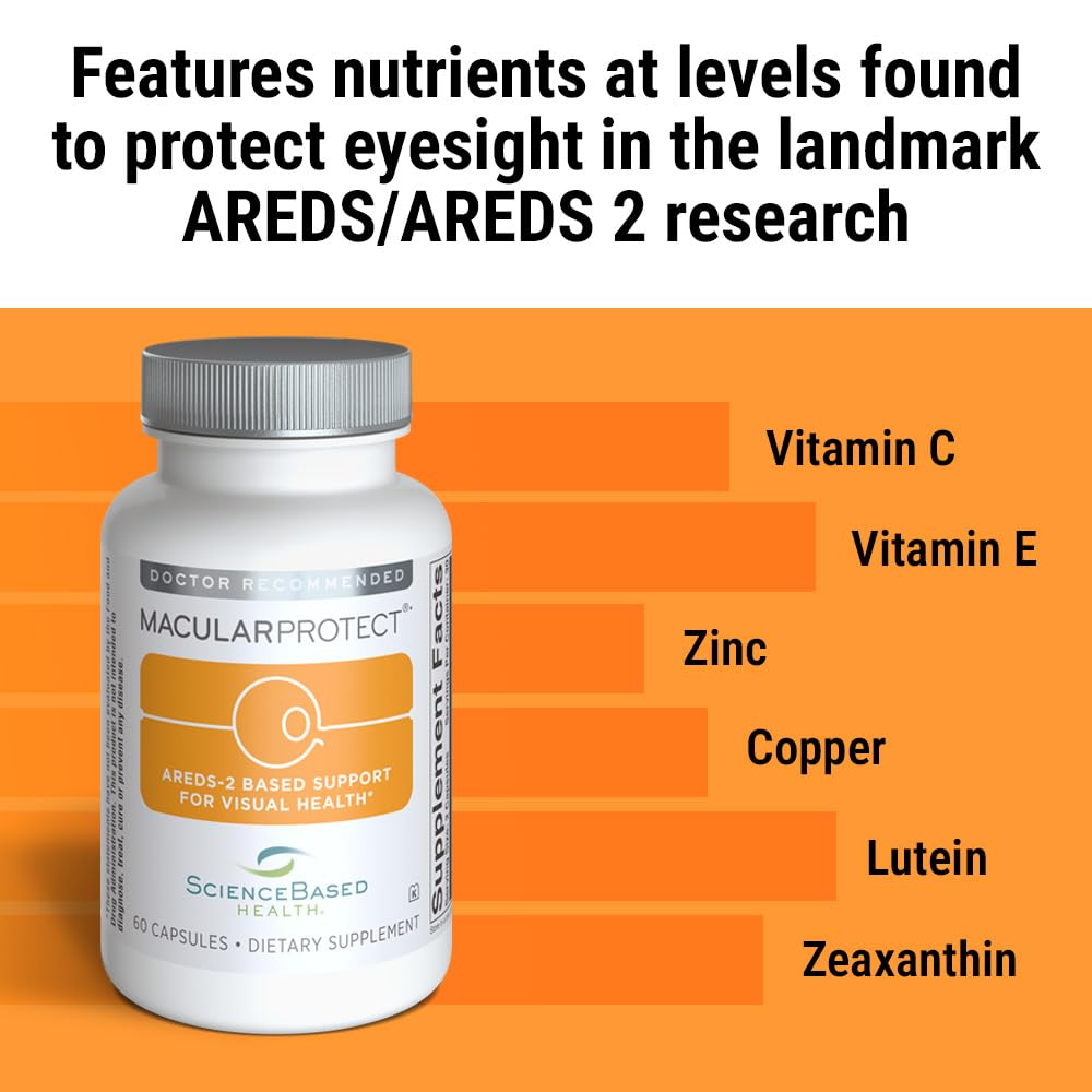 ScienceBased Health MacularProtect AREDS 2 Formula – Eye Health Vitamin & Mineral Supplement with Lutein, Zeaxanthin & B Vitamins for Macular & Vision Support – 60 Capsules - dailyvitalstore