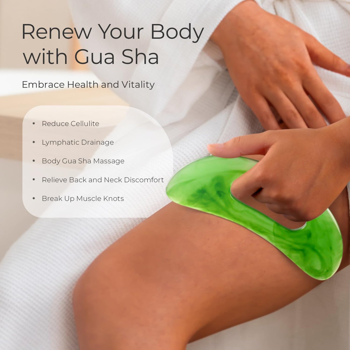 Scienlodic Body Gua Sha Massage Tool with Handle, Larger Guasha Tool for Back Neck Face Leg Massage, Lymphatic Drainage, Cellulite Remove - dailyvitalstore