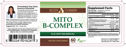 Script Essentials Suzy Cohen, Mito B Complex Dietary Supplement, 5-MTHF, Adeno B12, Methylation Support, Supports Healthy Nervous System - dailyvitalstore