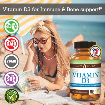 Script Essentials Vegan Vitamin D3 5,000 IU for Healthy Muscle Function, Bone Health, and Immune Support - Non-GMO, Gluten Free and Kosher Certified - 90 Servings - dailyvitalstore