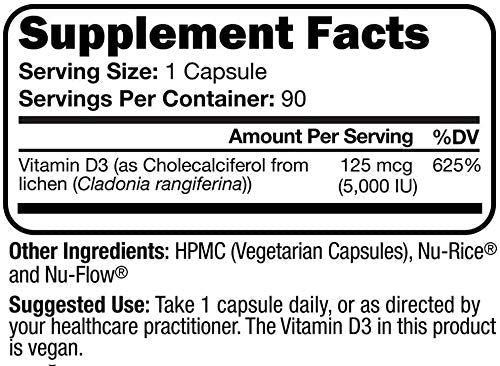 Script Essentials Vegan Vitamin D3 5,000 IU for Healthy Muscle Function, Bone Health, and Immune Support - Non-GMO, Gluten Free and Kosher Certified - 90 Servings - dailyvitalstore