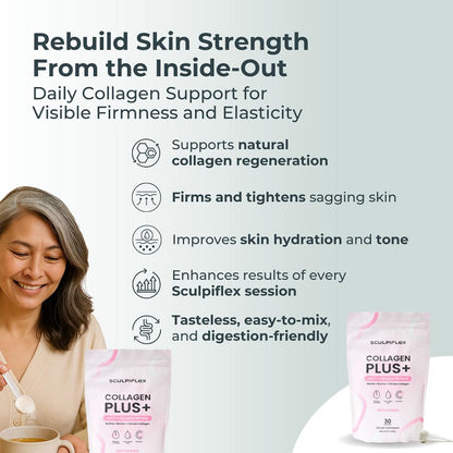 Sculpiflex Hydrolyzed Collagen Peptides Powder, Marine, Bovine, and Chicken Unflavored Multi Collagen Complex for Women, Firms Skin and Boosts Elasticity, Hydrating with Hyaluronic Acid (30 Servings) - dailyvitalstore