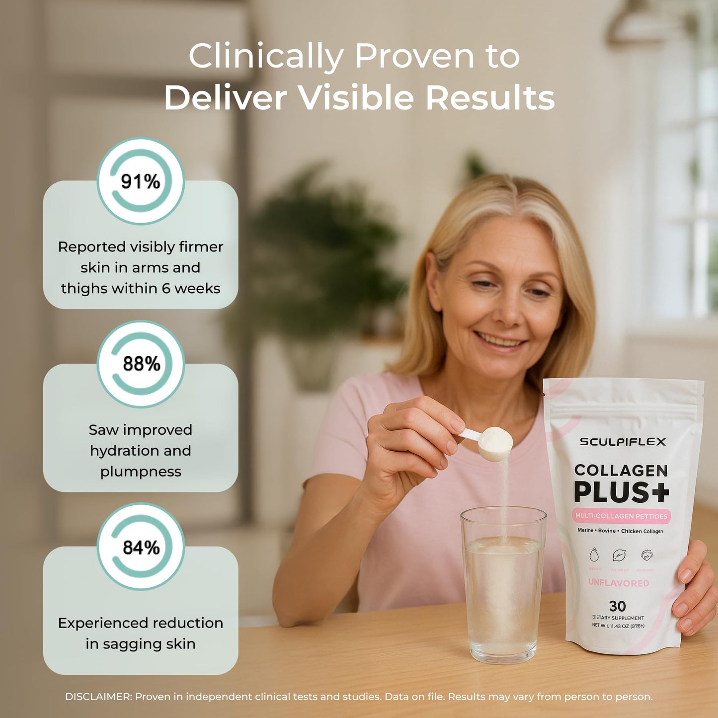 Sculpiflex Hydrolyzed Collagen Peptides Powder, Marine, Bovine, and Chicken Unflavored Multi Collagen Complex for Women, Firms Skin and Boosts Elasticity, Hydrating with Hyaluronic Acid (30 Servings) - dailyvitalstore
