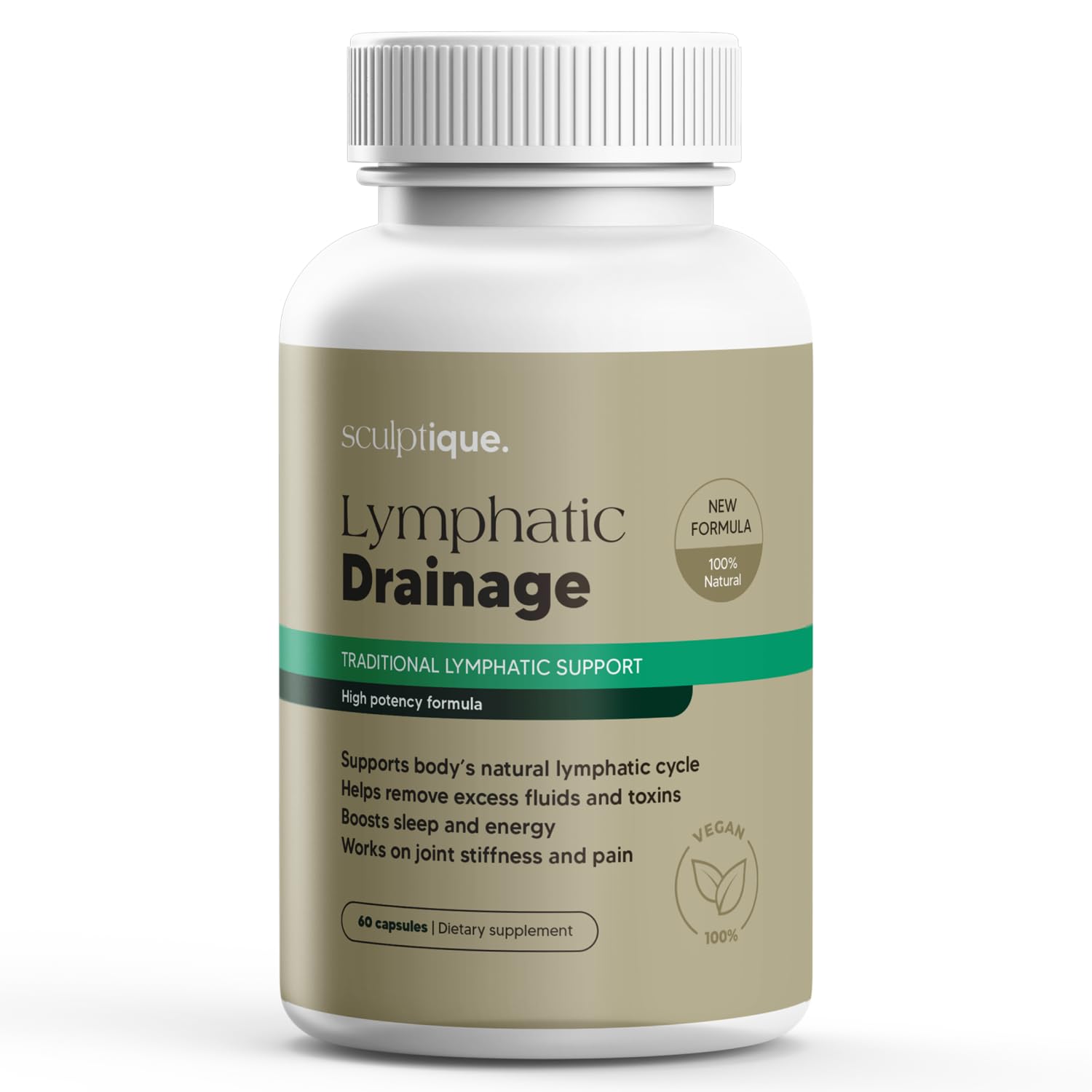Sculptique Lymphatic Drainage Supplement – Lymphatic Drainage Capsules with Dandelion, Burdock, Cleavers & Echinacea, Supports Bloating, Fluid Balance & Daily Lymphatic Wellness – 60 Capsules - dailyvitalstore