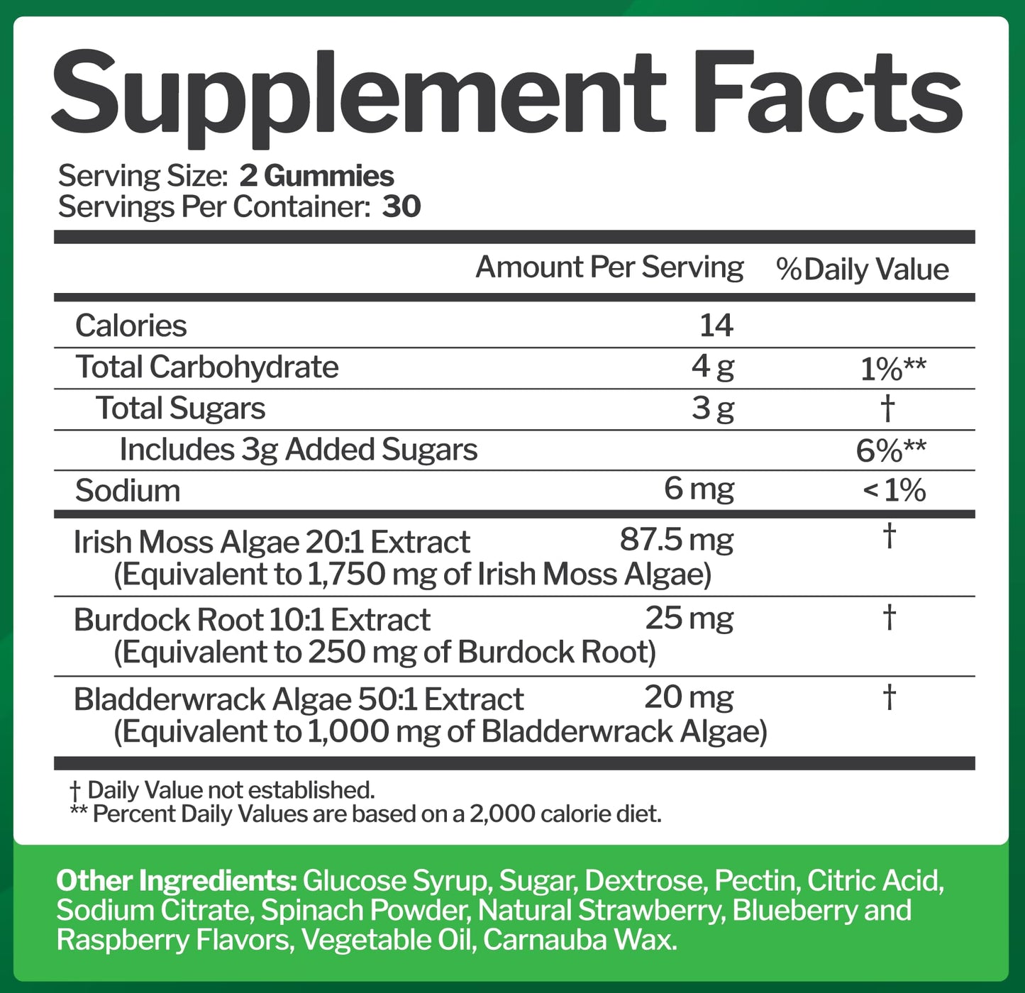 Sea Moss 3000mg Gummies with Bladderwrack and Burdock Root - Natural Irish Sea Moss Superfood for Immune, Thyroid and Detox Support - Extra Strength - dailyvitalstore