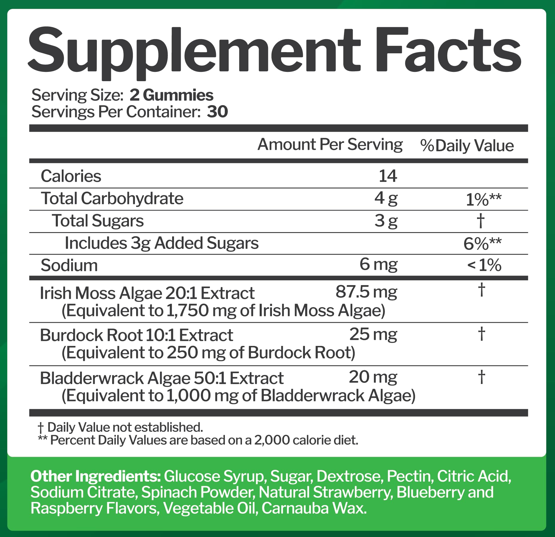 Sea Moss 3000mg Gummies with Bladderwrack and Burdock Root - Natural Irish Sea Moss Superfood for Immune, Thyroid and Detox Support - Extra Strength - dailyvitalstore