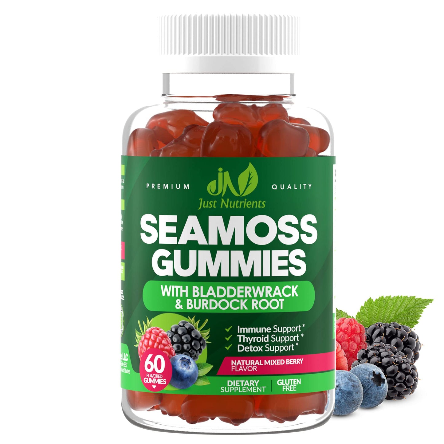 Sea Moss 3000mg Gummies with Bladderwrack and Burdock Root - Natural Irish Sea Moss Superfood for Immune, Thyroid and Detox Support - Extra Strength - dailyvitalstore